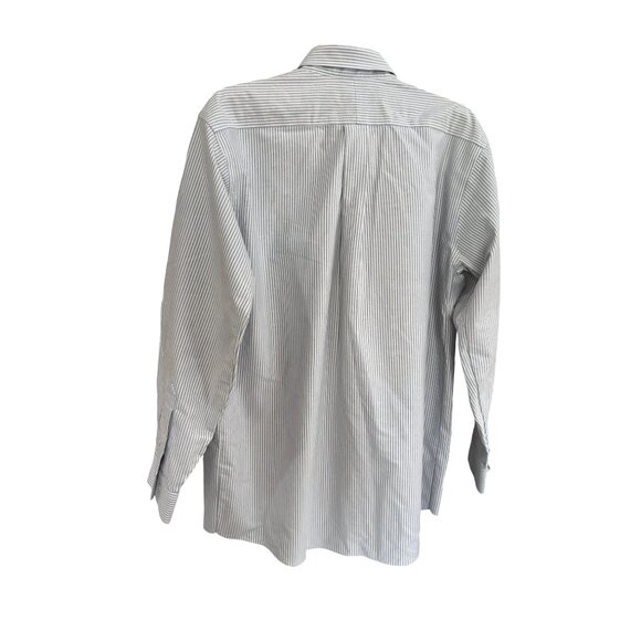 L.L.Bean Men's Button Down Long Sleeve Collared White and Blue Striped Shirt Siz - Picture 7 of 15